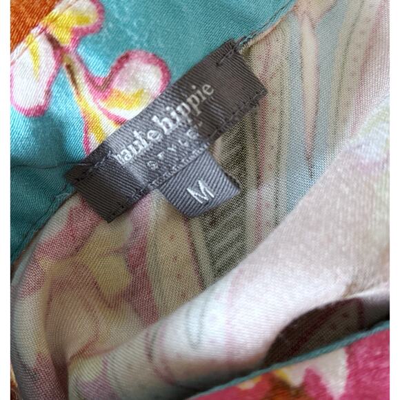 Haute Hippie Boho Cropped Tie Front Button Up Top Size Medium - Picture 9 of 9